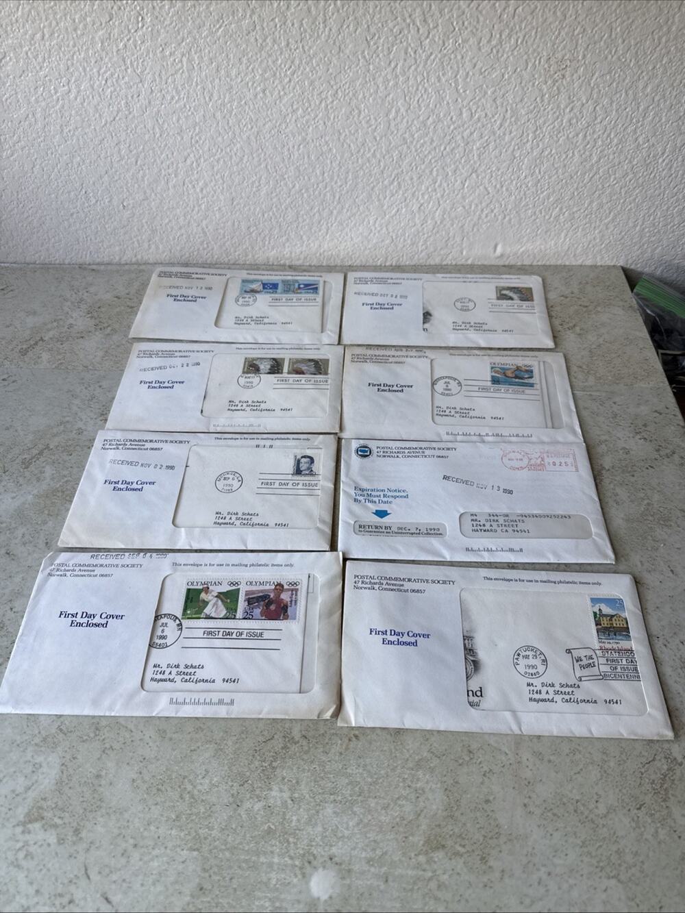 Lot of 8 Postal Commerative Society Unopened Letters